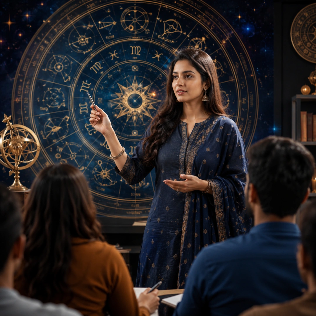 Astrology teacher conducting professional astrology classes