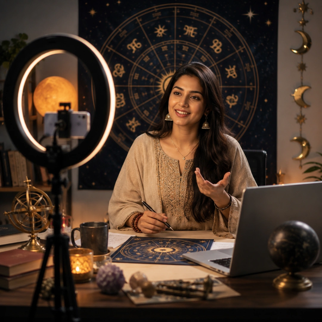 Astrology YouTube creator producing educational astrology content