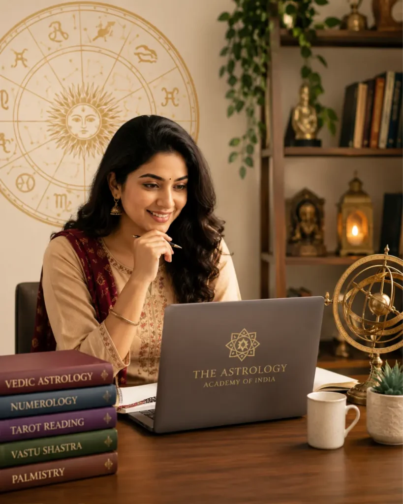 Student exploring Online Astrology Course FAQs at The Astrology Academy of India before enrollment